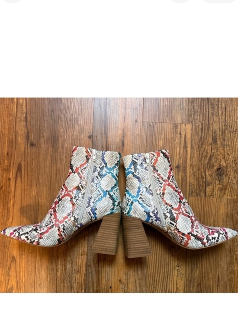 Steve Madden Multicolor Snake-Print Pointed Ankle Boots Size 9 - Picture 2 of 4